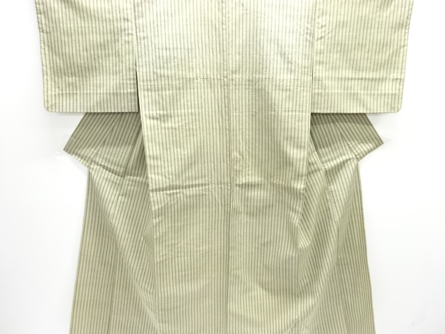 JAPANESE KIMONO / ANTIQUE HITOE / SILK / HAND WOVEN TSUMUGI / STRIPE